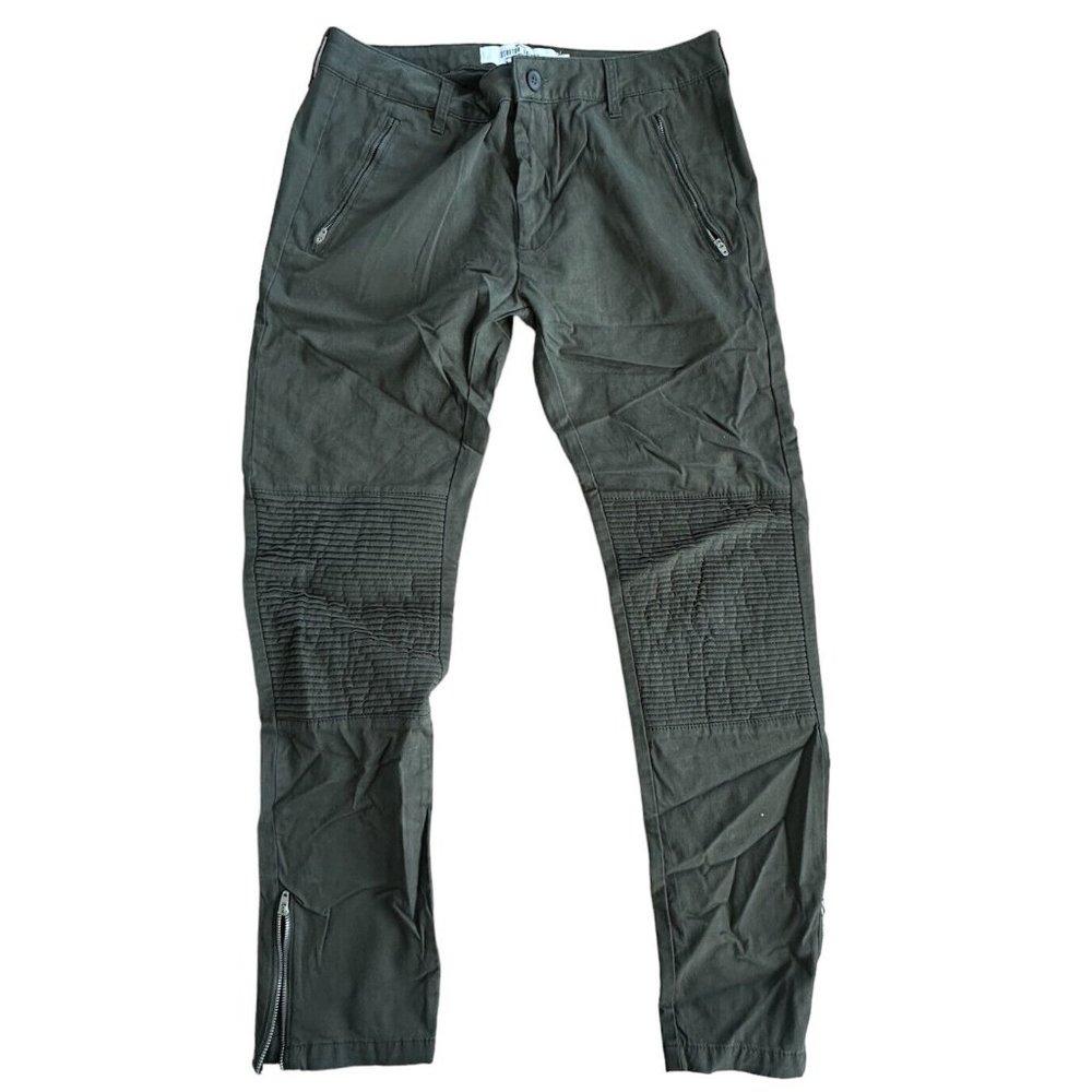 Topman Green Stretch Skinny ankle zipper biker pockets  pant Men Size 36